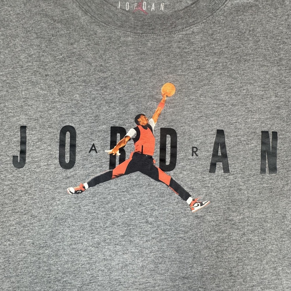 Jordan Shirt Mens XL Gray Jumpman Dunk Graphic Basketball Tee BQ6736-091 NBA - Picture 2 of 9